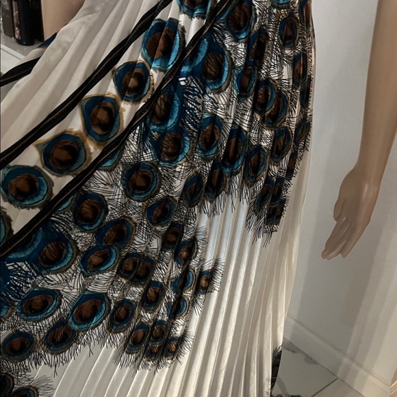 (STEP IN STYLE)Peacock Print Spaghetti Strap women’s Dress with Stretch Waist - Picture 10 of 17